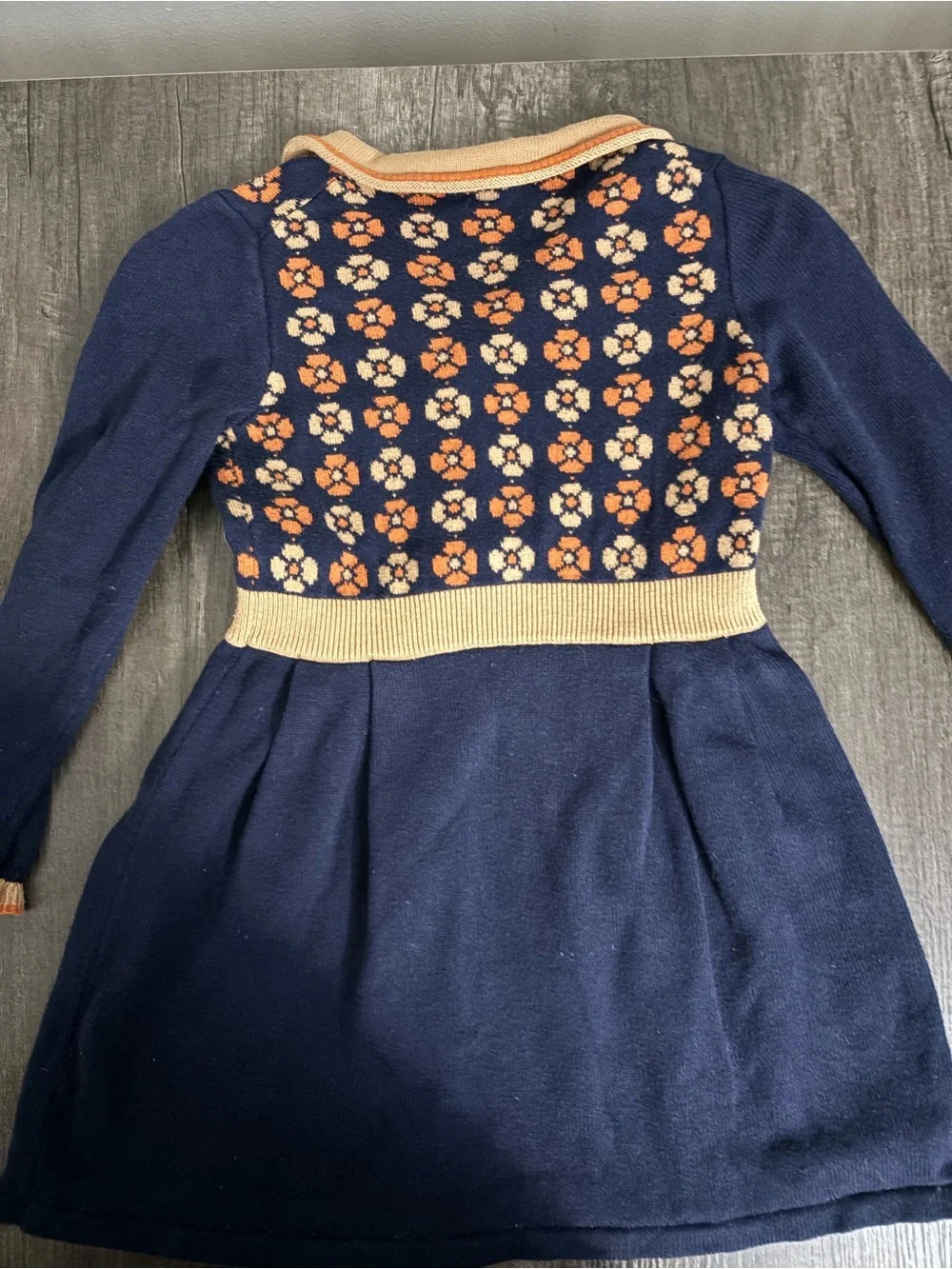 Janie and Jack Navy Dress with Tan and Orange Floral Bodice